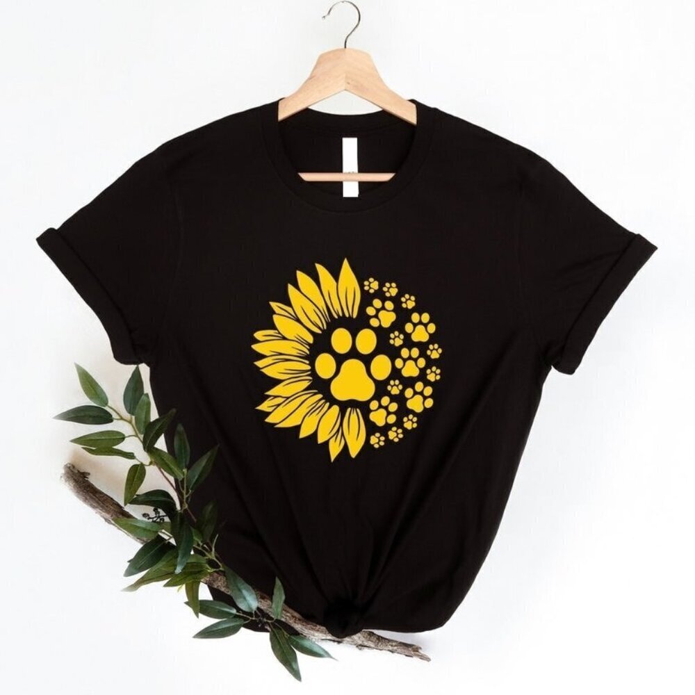 Sunflower Shirt Dog Paw Shirt Sunflower Tee Flower Shirt